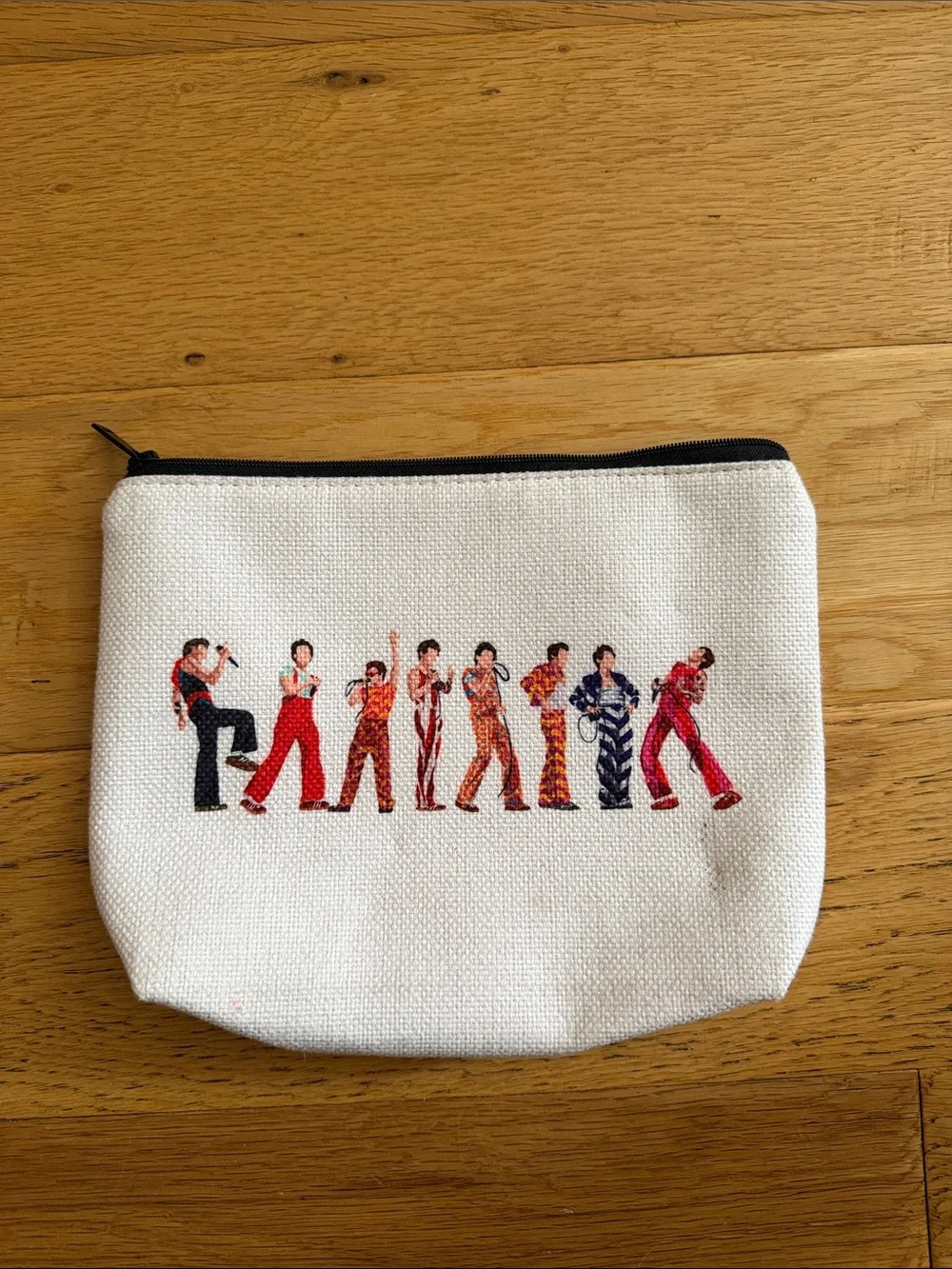 NEW - Canvas Zip Pouch - Harry Style Make Up pouch White with Multicolor Print